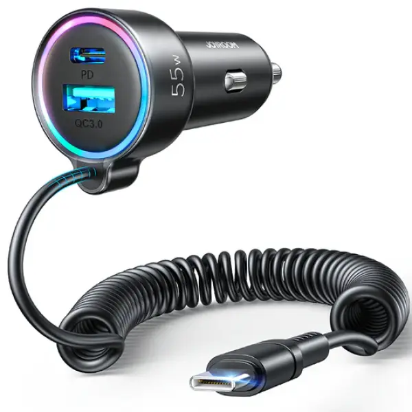 JR-CL07 3-in-1 Wired Car Charger(Type-C/Lightning)