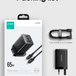 JR-TCG01 GaN Ultra 65W 2C1A Fast Charger+100W C to C Cable 1.2m-UK
